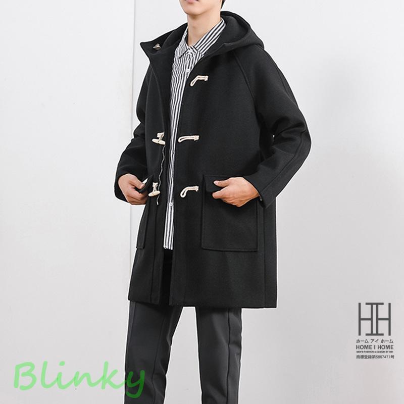 メンズ ダッフルコート 学生 フード付き トグルボタン ミドル丈