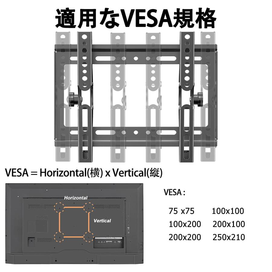 TETVIK テレビ壁掛け金具 小型 軽量 14-42インチ 上下角度調節可能LCD