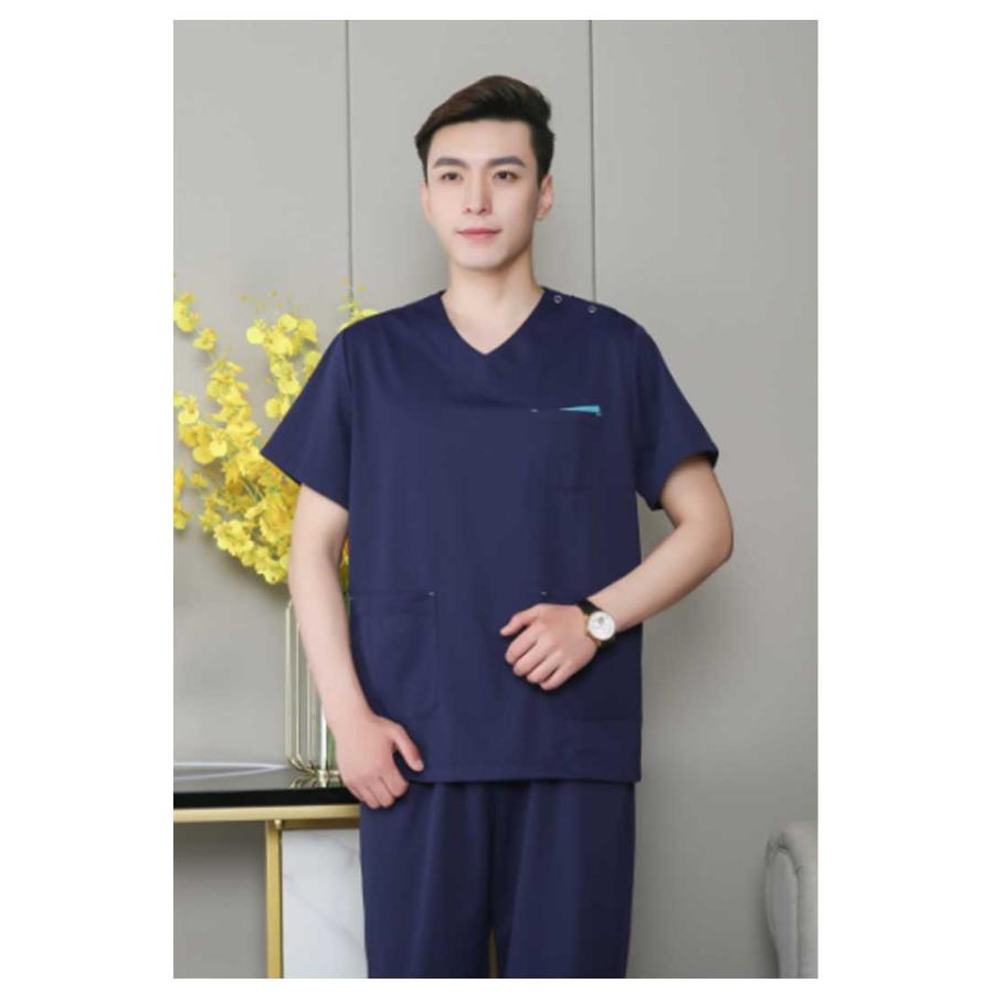 おしゃれ スクラブ 上下セット 白衣 医療 レディース メンズ 半袖