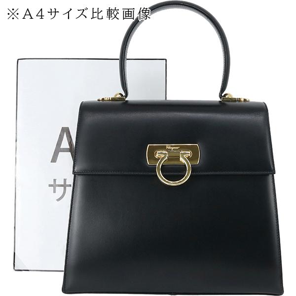 GANCINI フェラガモ ハンドバッグ ガンチーニ ボックスカーフ ブラック