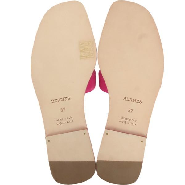 HERMES（エルメス） サンダル オラン シェーブル ベロア ピンク 37