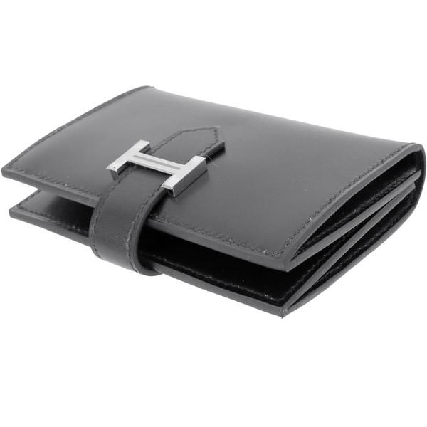 Bearn エルメス ベアンカードケース レザー ブラック シルバー金具