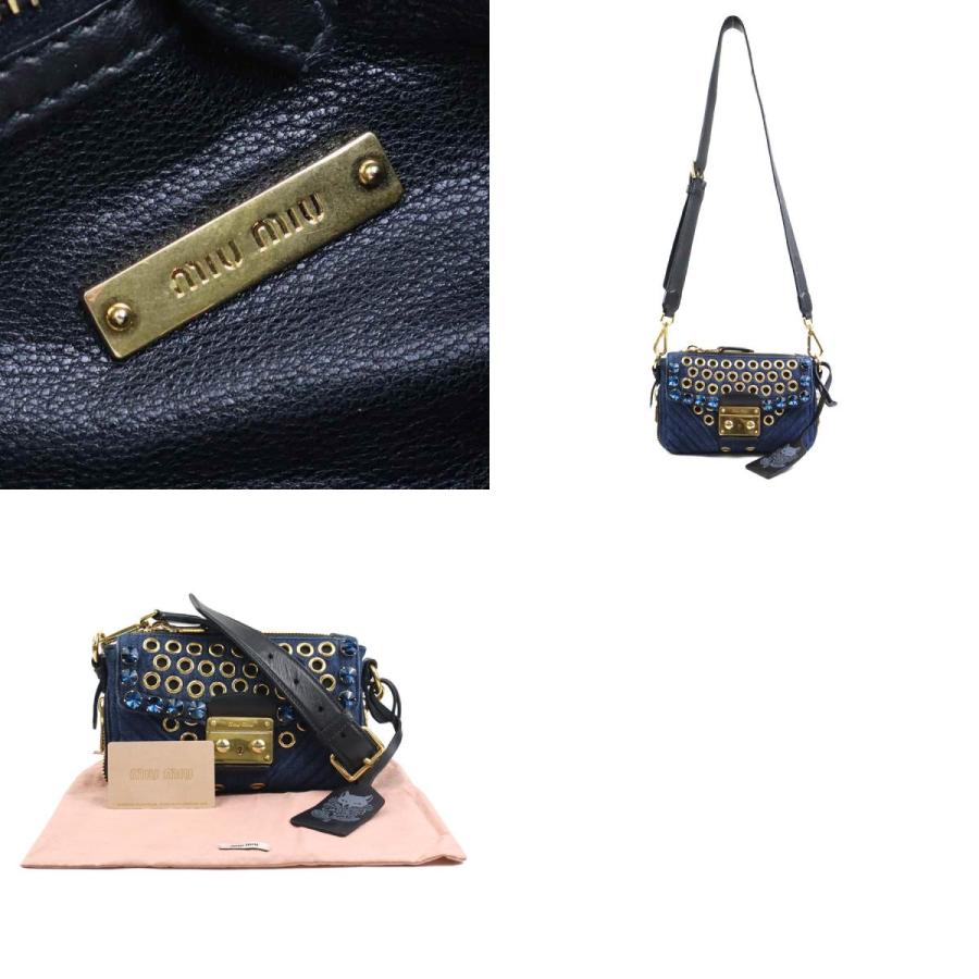 miu miu（ミュウミュウ） 斜め掛けショルダーバッグ デニム/レザー