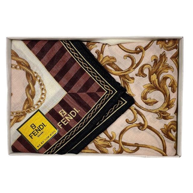 FENDI（フェンディ） 未使用 ハンカチ チェーン柄 スカーフ ロゴ