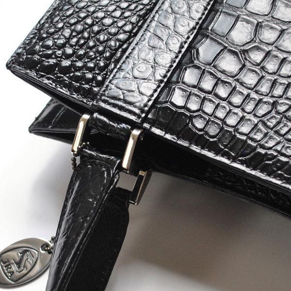 縦型トートバッグ クロコダイル マットブラック 黒 ワニ革 CROCODILE