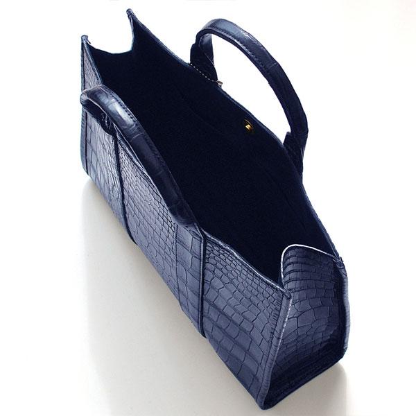 トートバッグ CROCODILE クロコダイル 濃紺 ネイビー鰐革 ワニ革 B5