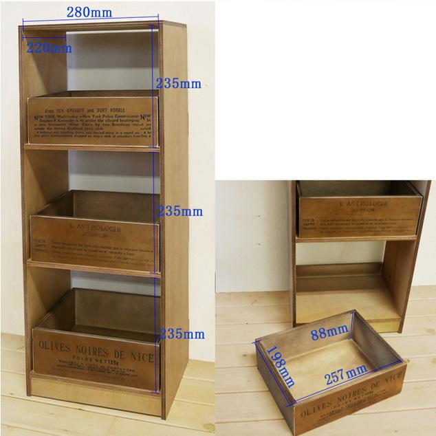 キッチンラック 棚 木製 木箱 収納ストッカー 3段ラック アンティーク