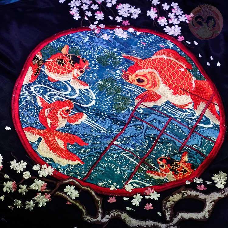 スカジャン 花旅楽団 はなたびがくだん スクリプト 桜 金魚鉢 刺繍 SKJ