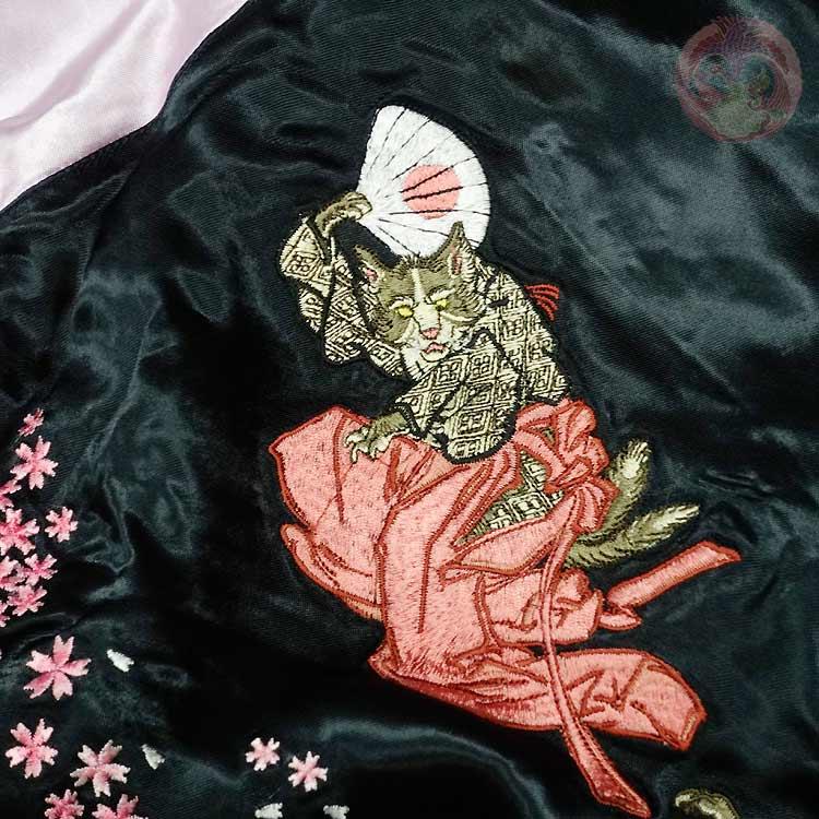 スカジャン 花旅楽団 はなたびがくだん スクリプト 平安猫の宴会 刺繍