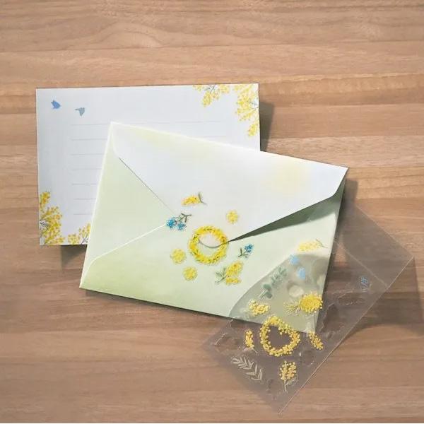 エヌビー社 ミニレター 封筒デコ ミモザ 1042304 縦114×横162mm 洋型2