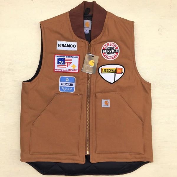 Carhartt（カーハート） ワッペン付き ダックベスト ブラウン Mサイズ