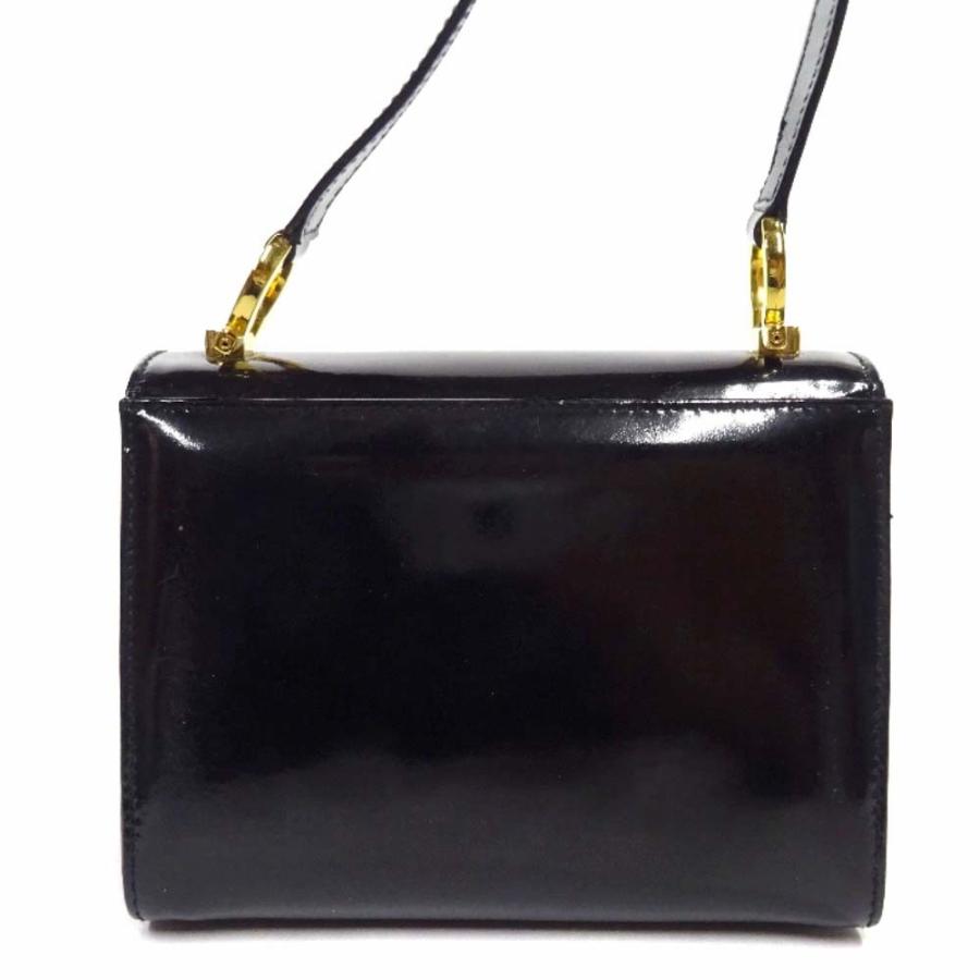 フェラガモ ガンチーニ ミニ ショルダーバッグ エナメル ブラック