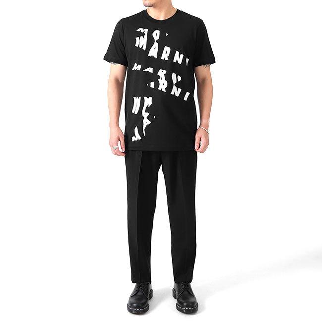MARNI マルニ ロゴグラフィック Tシャツ HUMU0198P8 黒 白 半袖Tシャツ
