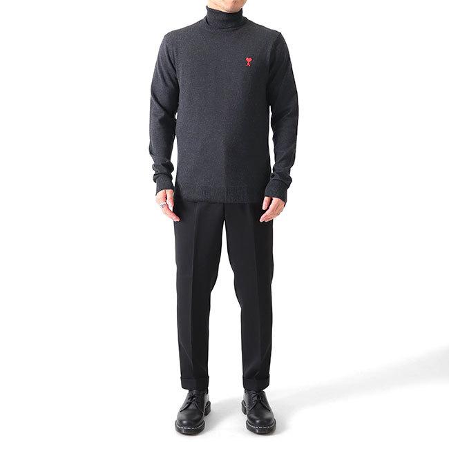 AMI PARIS アミパリス ハートロゴ刺繍 タートルネック ニットセーター