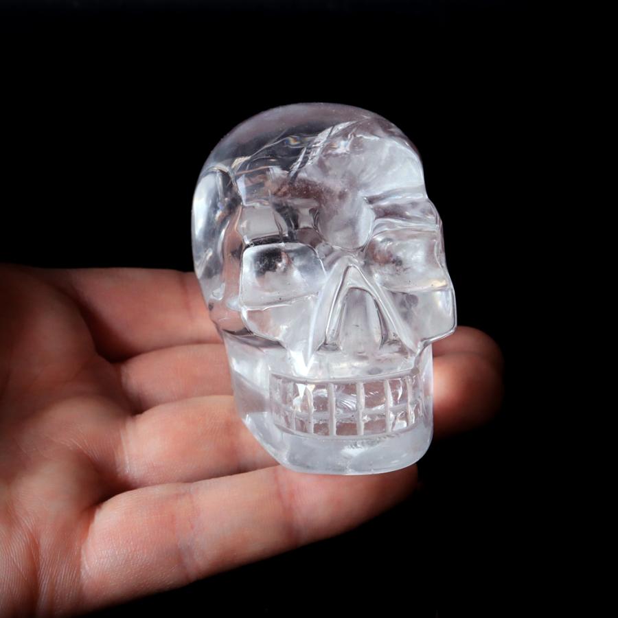 GOLD STONE レムリアンシード 水晶 スカル 骸骨 置き物 240g 1点もの