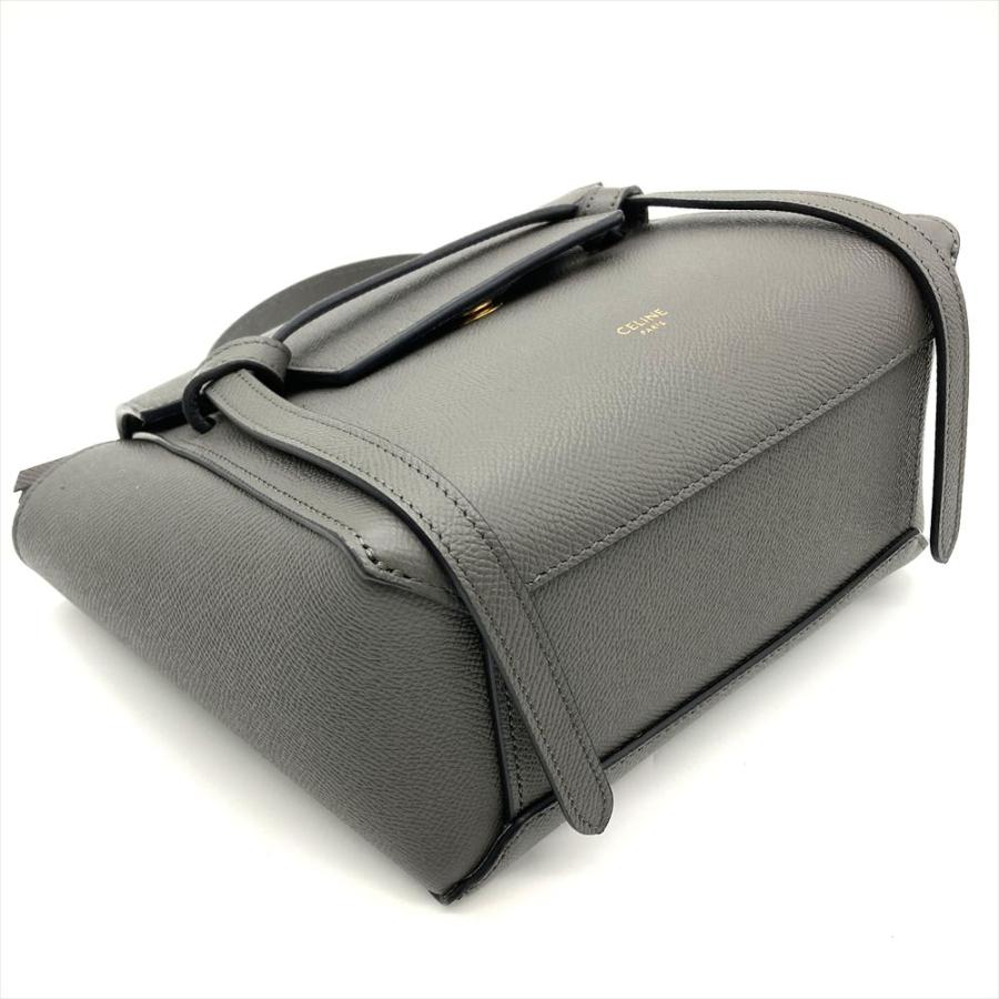 CELINE（セリーヌ） ベルトバッグ ナノ ハンドバッグ レザー グレー
