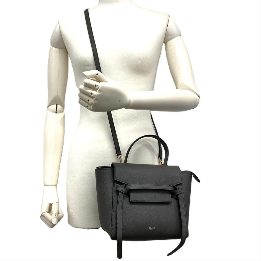 CELINE（セリーヌ） ベルトバッグ ナノ ハンドバッグ レザー グレー