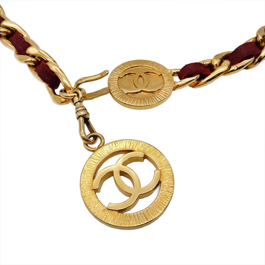 CHANEL（シャネル） チェーンベルト ベルト レザー レッド ゴールド