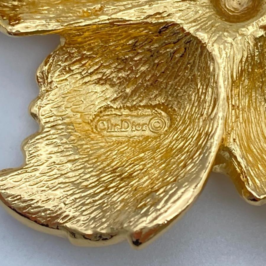 ディオール Dior フラワーモチーフ ブローチ ゴールド : ゴールド