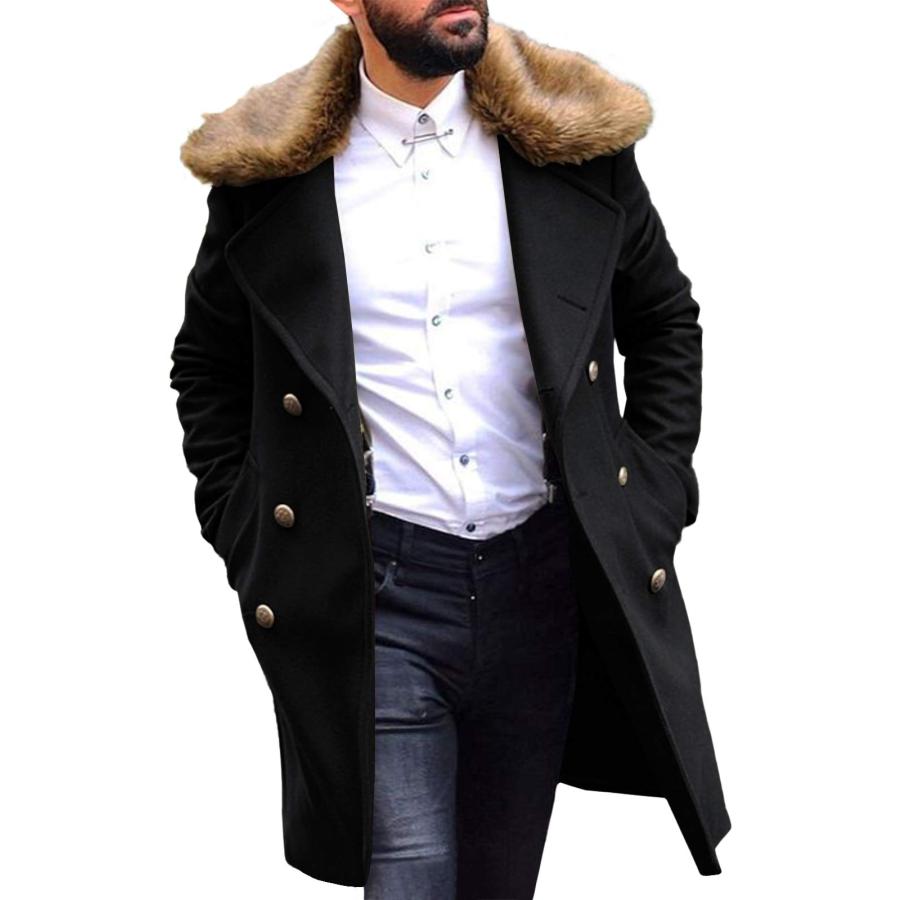 並行輸入品】PASLTER メンズ 冬用 トレンチオーバーコート 取り外し