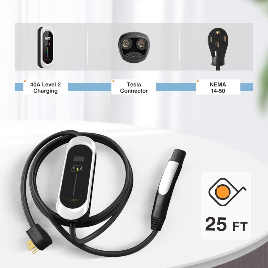 並行輸入品】Keruida ポータブルテスラ充電器 モバイルコネクター 40A