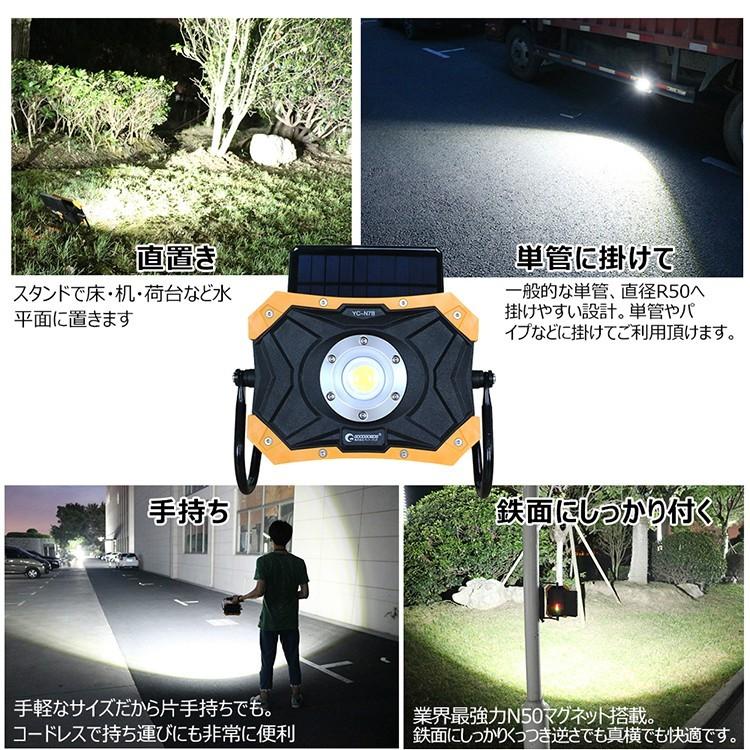GOODGOODS（グッド・グッズ） 充電式 投光器 20W 作業灯 ソーラー