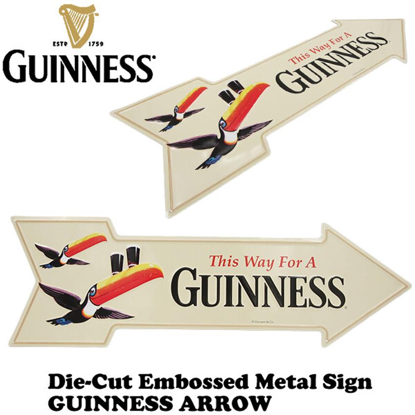 ギネス ダイカット エンボスメタルサイン GINNESS ARROW インテリア