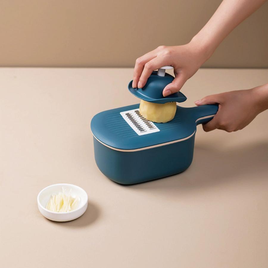 野菜カッター フードカッター 安全ホルダー付き 4種類の刃 粗切 細切