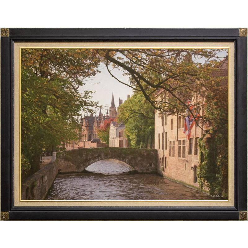 大城真人「 ブルージュの石橋 」 油絵 油彩画 P20 ( 20号 ) 絵画 洋画