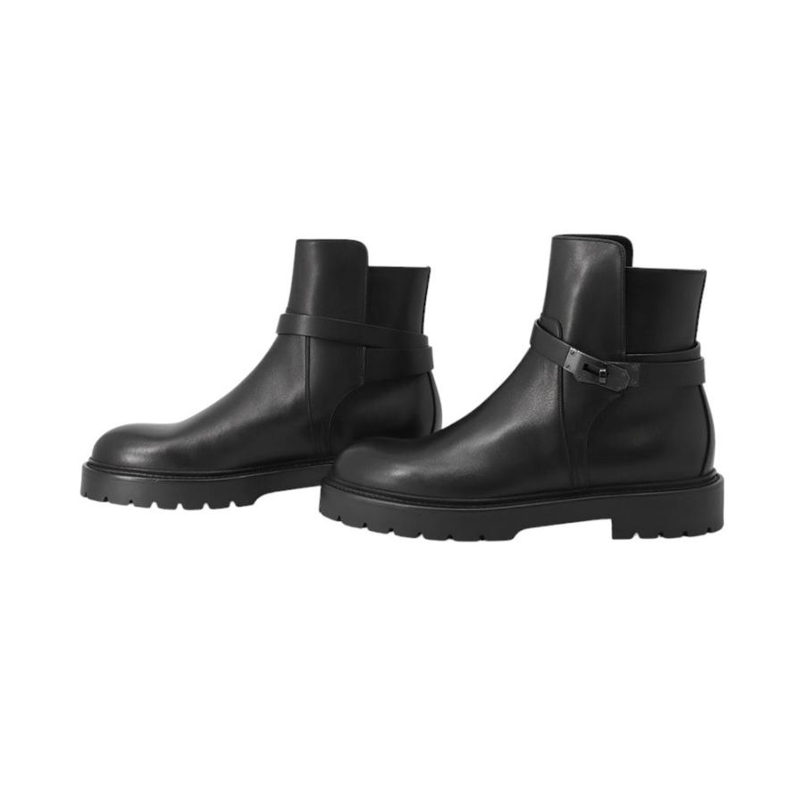 エルメス ショートブーツ ジェフ レザー メンズサイズ41 HERMES 靴 黒