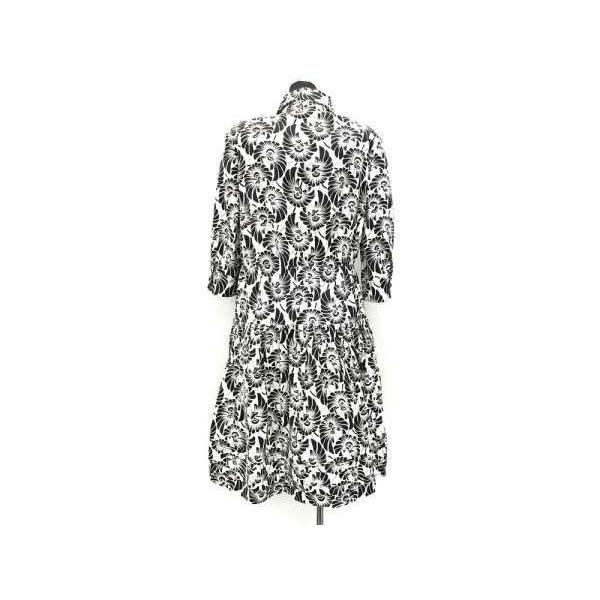 PRADA（プラダ） ワンピース フラワー柄 モノクロ シャツワンピース