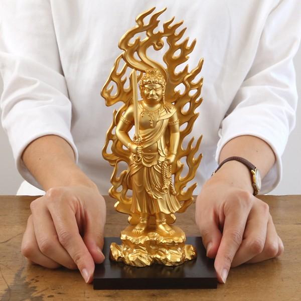 仏像 不動明王 金 21cm : がらんどう 手仕事品と贈り物 - 通販