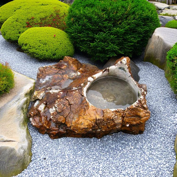 つくばい 珪化木 木化石 水鉢 手水鉢 大きい 庭石 天然石 溜まり石 木