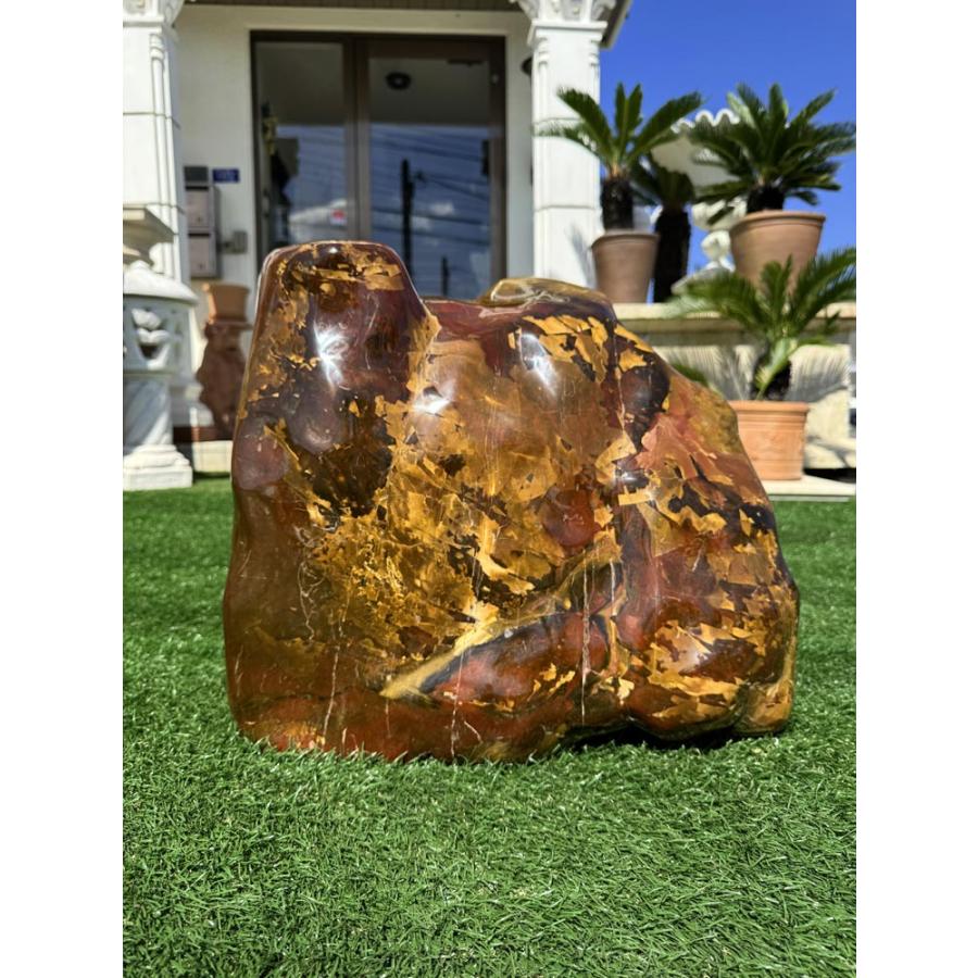 赤石 磨き 鑑賞石 庭石 銘石 ジャスパー 希少 大きい 天然石 景石 和風