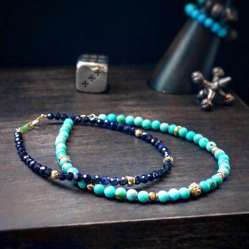 G-BALLER / ジーボーラー】K18 ターコイズ ビーズブレスレット 本物 18