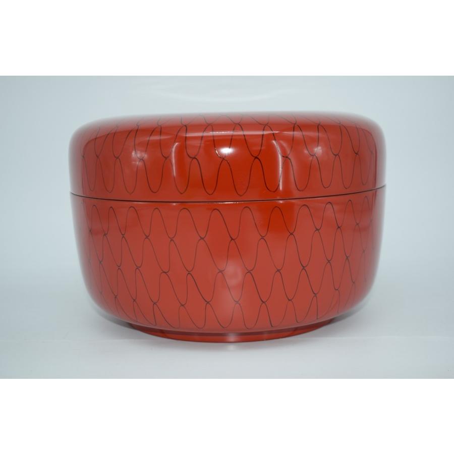 茶道具 菓子器 朱 網目 喰籠 掛子付 堀川 蒼雲 作 茶道 23-5702 : 月