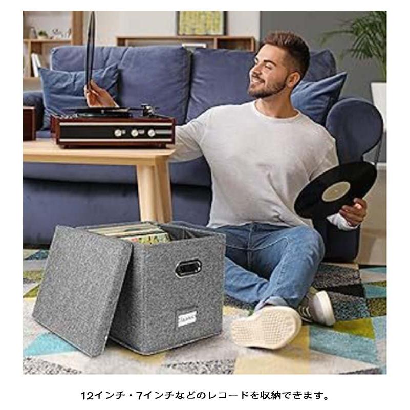 レコードケース 収納ボックス 70枚収納 蓋付き 折りたたみ 12インチ