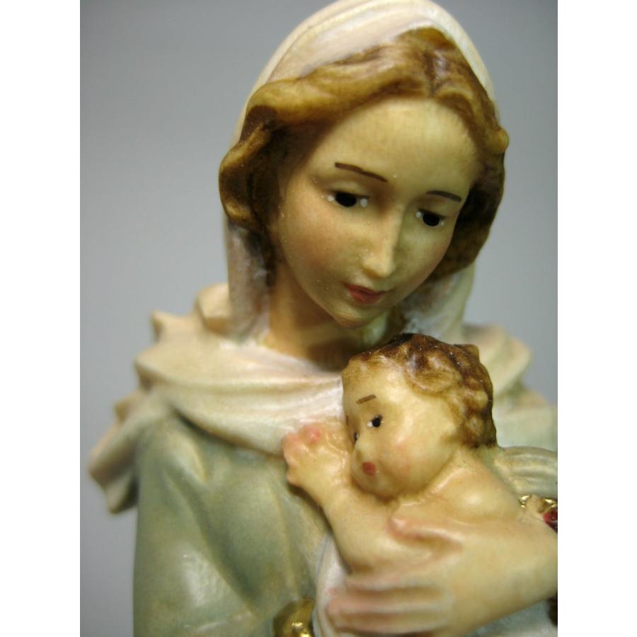 創業100年《レーピ》木彫り 聖母マリア像 15cm「ルネサンス」聖母子像