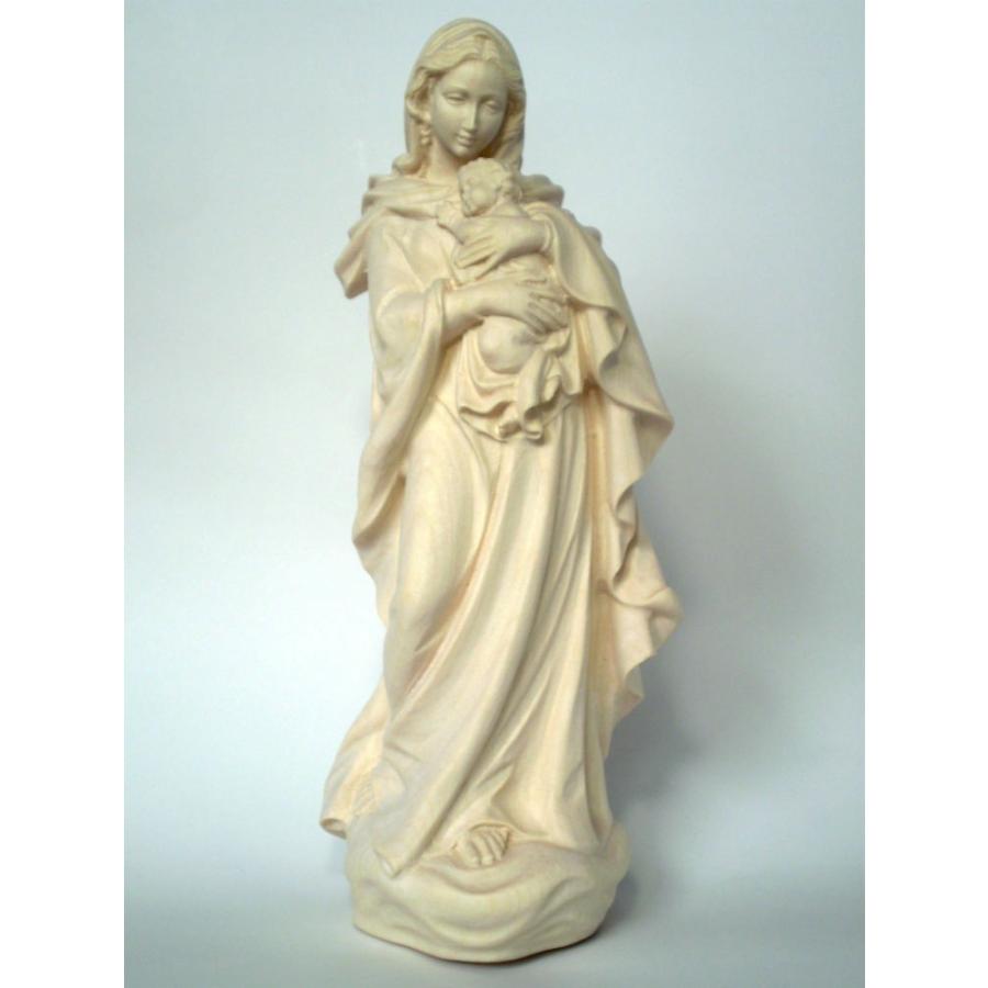 創業100年《レーピ》木彫り 聖母マリア像 20cm「ルネサンス」聖母子像