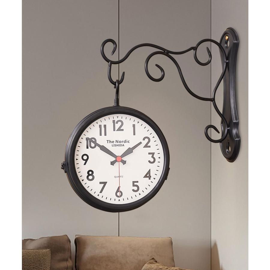 掛け時計 両面 両面時計 壁掛け 時計 送料無料 ブルックリン