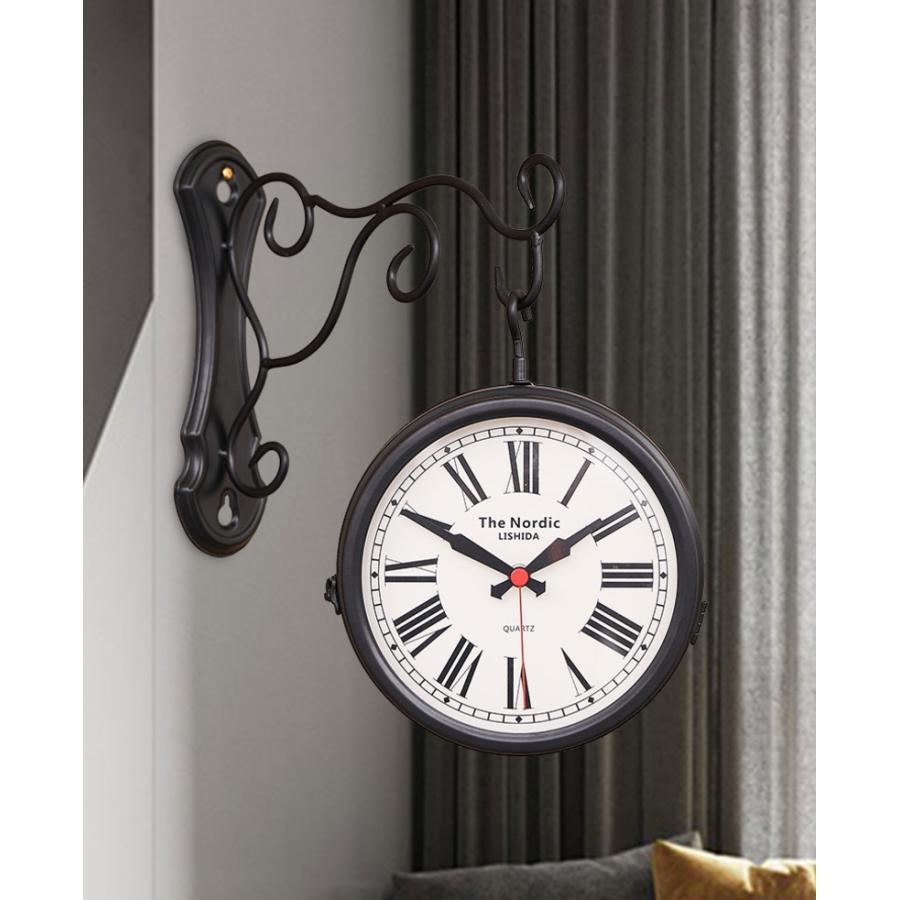 掛け時計 両面 両面時計 壁掛け 時計 送料無料 ブルックリン