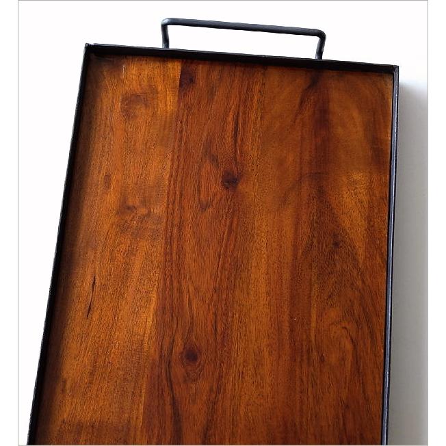 トレー トレイ 木製 アイアン 持ち手付き おしゃれ 無垢 鉄 天然木