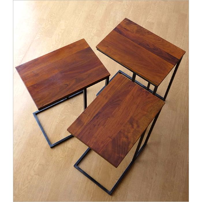 サイドテーブル 木製 アイアン コの字型 ソファサイドテーブルマガジン