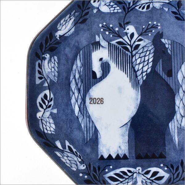 2026年 干支 午 飾り皿｜福田利之×波佐見焼 イヤープレート 呉須の