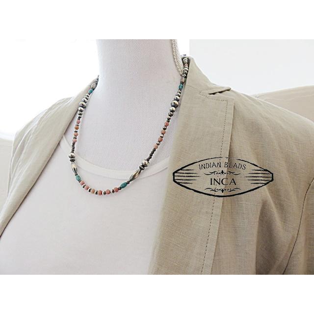 インディアンジュエリー インカローズ ターコイズ ビーズ ネックレス
