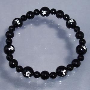 梵字 ブレスレット メンズ オニキス 全種 10mm 19.5cm 干支 お守り 黒