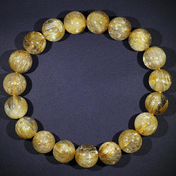 ゴールドルチルクォーツ ブレスレット 最高級 9A+ グレード 10mm 17.5