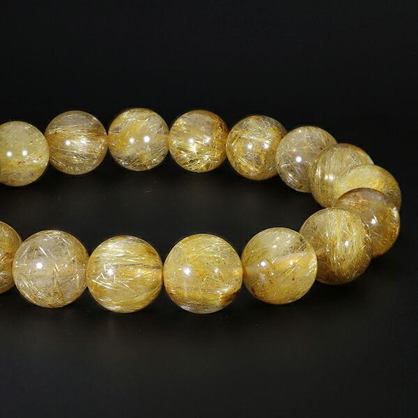 ゴールドルチルクォーツ ブレスレット 最高級 9A+ グレード 10mm 17.5