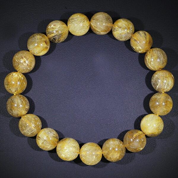 ゴールドルチルクォーツ ブレスレット 最高級 9A+ グレード 10mm 17.5