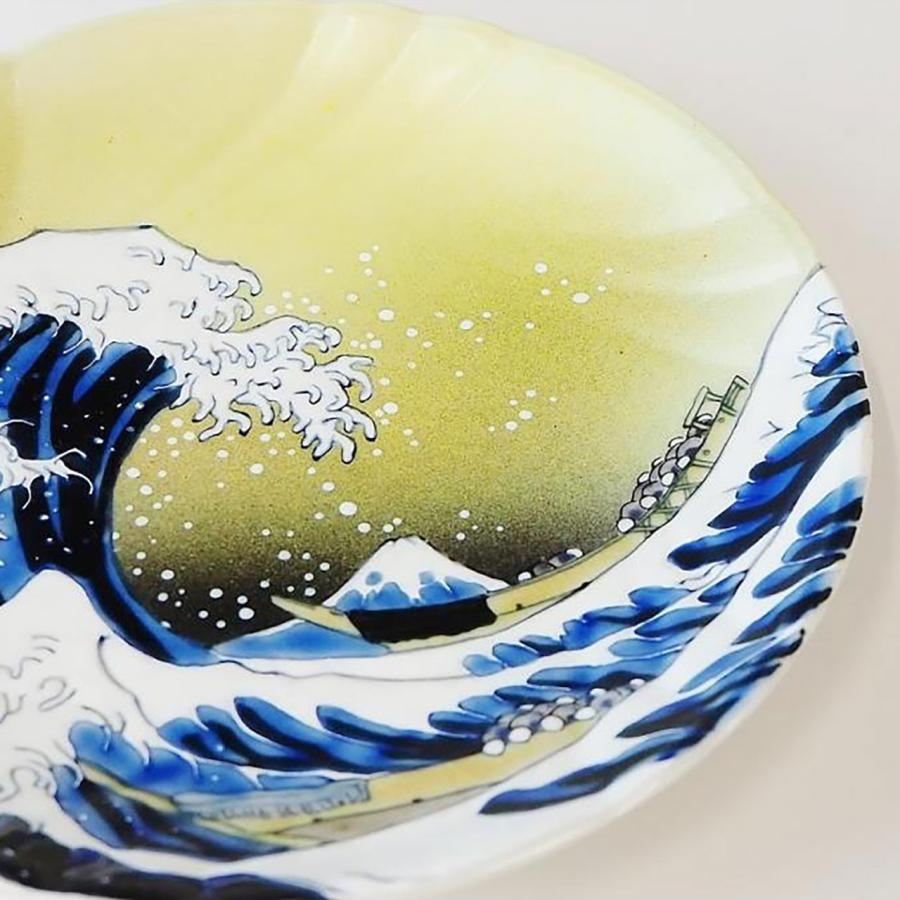 九谷焼 北斎 神奈川沖浪裏 5号飾皿：美山窯 葛飾北斎 浮世絵 九谷